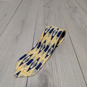 Tom James silk tie yellow and navy blue pattern